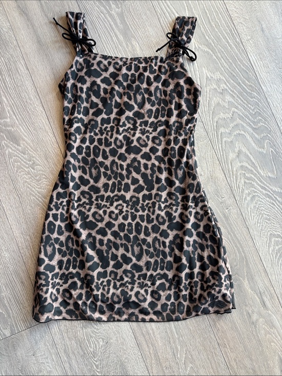 SHEIN Dresses & Skirts - SHEIN Brown and Black Leopard Print Tie-Strap Mini Dress